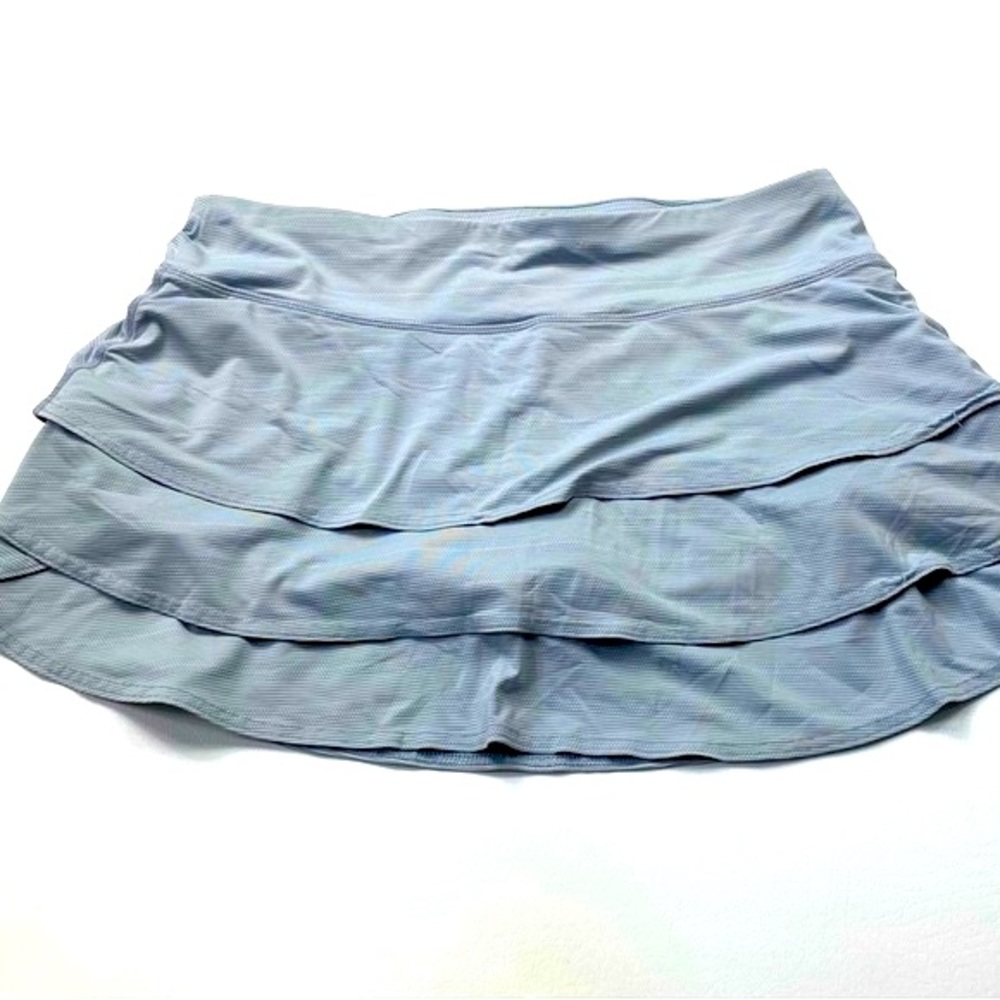 Athleta Gray Striped Ruffled Sport Skirt Size Large - Picture 6 of 6